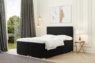 Boxspringbett Schlafzimmerbett DUSTY 160x220cm in Stoff Riviera Schwarz