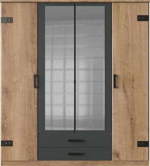 Kleiderschrank CORK Plankeneiche graphit industrial 180 cm