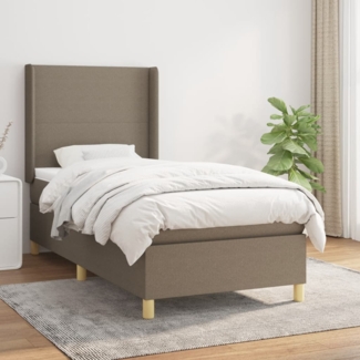 vidaXL Boxspringbett mit Matratze Taupe 90x190 cm Stoff 3131797