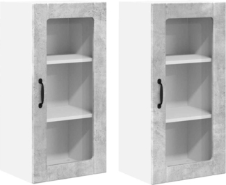 vidaXL Küchenwandschrank mit Regal 2 pcs Beton Grau 40 x 31 x 80 cm 885342
