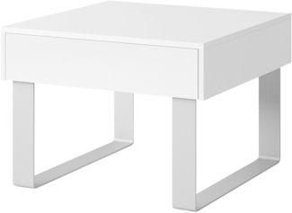Couchtisch Calabrini 13, Farbe: Weiß / Weiß Hochglanz, 64x64 cm