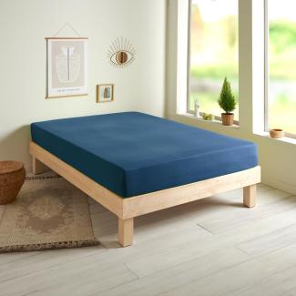 Traumschlaf Basic Single Jersey Spannbettlaken, Baumwolle dunkelblau, 90x220 cm - 100x220 cm