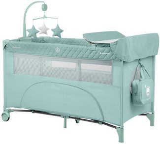 Kikka boo Reisebett Nighty Night, 2 Ebenen, Spielbogen, 2 Räder, Wickelauflage hellgrün