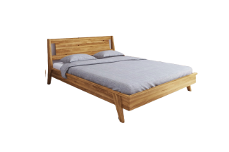 Bett Jetro 2 Sonderlänge 180x210 Wildeiche massiv Holzkopfteil und Holzbeine