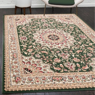 Mazovia Orientteppich Orientalisch Vintage Teppich Kurzflor Wohnzimmerteppich Grün, 70x130 cm, Fußbodenheizung