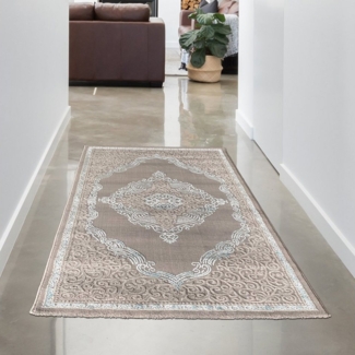 Carpetia Teppich Vintage-Flair Orient Teppich verwaschen in silber-türkis, rechteckig, Höhe: 12 mm, Fußbodenheizungsgeeignet