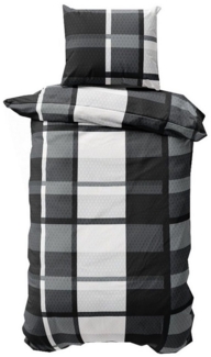 Visaggio Bettwäsche Winter Fleece Bettbezug flauschig warm, Fleece, 2 teilig, Thermofleece kuschelig weich, Vierecke mit Ornamenten