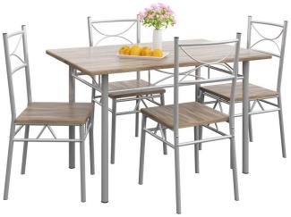 Casaria Essgruppe Paul, (5-tlg), Esstisch mit 4 Stühlen für Esszimmer Küche 5tlg. Sitzgruppe Robust