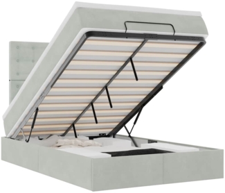 vidaXL Ottoman-Bett mit Matratzen & LEDs Hellgrau 120x190 cm Samt 3314450