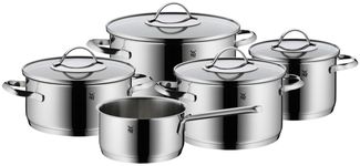WMF Topf-Set Aparto, Cromargan Edelstahl rostfrei 18/10 (5-tlg, 1x Bratentopf, 3x Fleischtopf, 1x Stielkasserolle), mit Glasdeckel