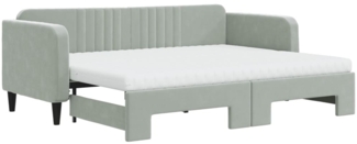 vidaXL Tagesbett Ausziehbar mit Matratzen Hellgrau 80x200 cm Samt 3197080