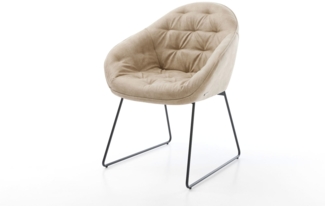 Esszimmerstuhl Gaio-Flex Mikrofaser Beige Vintage Kufengestell Schwarz