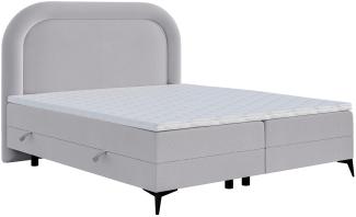 Selsey LOREO - Boxspringbett mit Bettkasten, Chenille-Bezug in Hellgrau, 160x200 cm