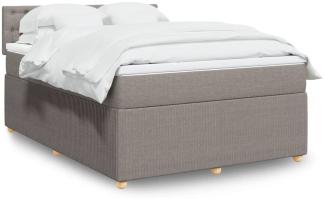 vidaXL Boxspringbett mit Matratze Taupe 160x200 cm Stoff 3289825