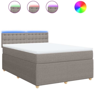 vidaXL Boxspringbett mit Matratze Taupe 160x200 cm Stoff 3289825
