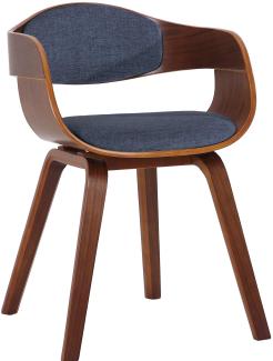 CLP Esszimmerstuhl Stoff mit Polsterung und robustem Holzgestell,walnuss/blau