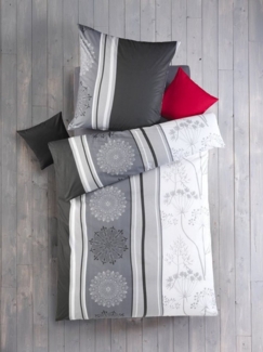 Optidream Renforcé Bettwäsche 135x200 cm Bettbezug 135x200 cm Kopfkissenbezug 80x80 cm Viola anthrazit / weiss