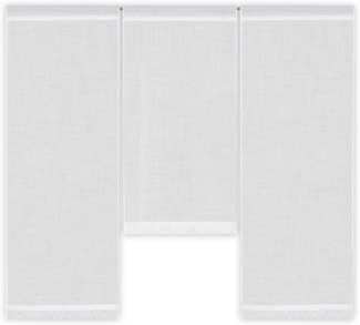 Clever-Kauf-24 Scheibengardine 3-teiliges Mini-Flächenvorhang-Set in uni weiß, transparenter Stoff, Stangendurchzug, transparent, Scheibengardine