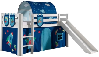 Kinderbett mit Rutsche Karolina Massivholz Weiß Textilset Astro 4