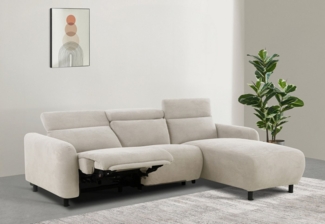 Home affaire Ecksofa SKAANE in Cord, L-Form, 274 cm, manuelle u. elektrische Funktion, rundes Design, Kopfteilverstellung, Federkernpolsterung
