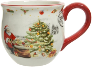 Decoris season decorations Tasse, Tasse mit Weihnachtsmann Dolomit 9cm weiß / rot 1 Stück