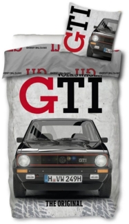 SkyBrands Bettwäsche VW Golf GTI - Wende-Bettwäsche-Set, Volkswagen 135x200 & 80x80, Baumwolle, 100% Baumwolle