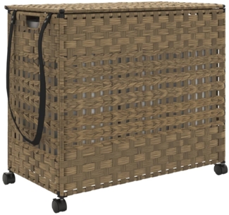 vidaXL Wäschekorb mit Rollen 66x35x60 cm Rattan 372044