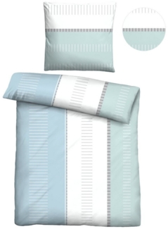 Traumhaft schlafen - Castell - Markenbettwäsche Baumwoll Renforce Bettwäsche 0040760 STRICHE, ciel, 1x 135x200 cm + 1x 80x80 cm