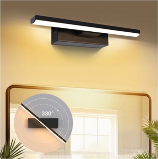 Jibenhome LED Wandleuchte Innen/Außen Aluminium-Wandleuchte 3 Farben Dimmbar, 330°Drehbare Eisen, Warmweiß, LED fest integriert, Modern LED Spiegelleuchte
