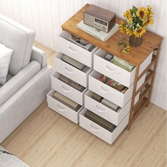 KOMFOTTEU Kommode, Schubladenschrank mit 8 klappbaren Stoffschubladen