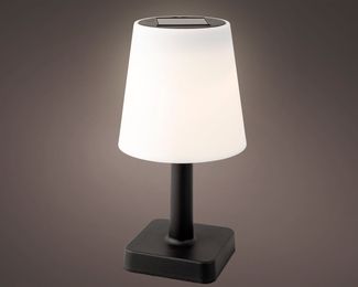 Lumineo LED Solarleuchte, Dauerlicht, warmweiß, Solar Tischlampe kabellos 12x23 cm Kunststoff Outdoor Warmweiß