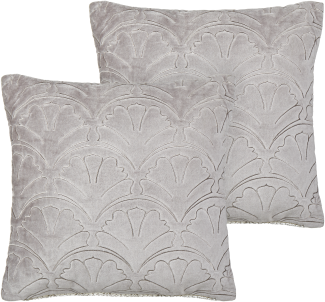 Kissen 2er Set Geometrisches Muster GLORIOSA Baumwolle 45 x 45 cm Grau