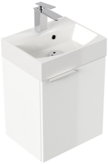 Posseik Badmöbel-Set Gäste WC Raumspar-Waschplatz "Cubi 40 cm" weiß Hochglanz