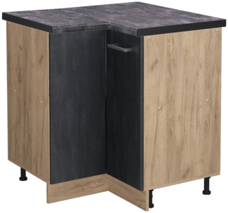 Eckunterschrank R-Line Schwarz Beton 75.6 cm AP Anthrazit Vicco
