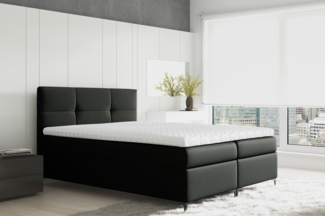 99rooms Nelson Boxspringbett Strukturstoff 160x200 cm Schwarz