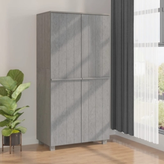 Kleiderschrank, Massivholz Kiefer, hellgrau, 89 x 50 x 180 cm