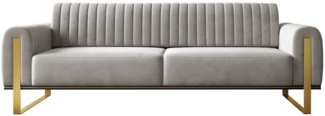 Furnix Sofa 3-er Polstersofa Fagiole III edle Couch mit goldenen Metallbeinen, drehbare Rückenlehne