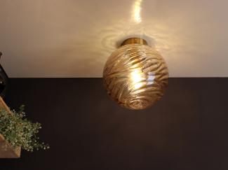 LED Deckenleuchte Glaskugel Wellenmuster Champagner, Globe Ø30cm