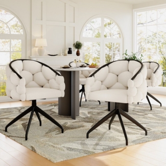 Flieks Esszimmerstuhl 360° drehbar (Set, 4 St), 4er Set Polsterstühle mit Armlehnen Drehstühle Wohnzimmer Samt