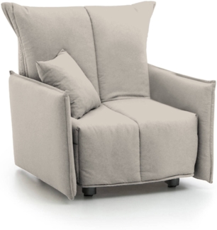 Dmora Sessel Atlantis, Einzelsofa, Wohnzimmersessel mit Trolley-Öffnung, Standardarmlehnen, 100 % Made in Italy, 110 x 90 x 85 cm, Beige