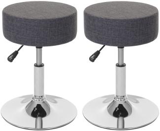 2er-Set Hocker HWC-C22, Sitzhocker Schminkhocker, höhenverstellbar Ø 35cm ~ Textil, grau