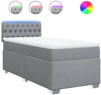 vidaXL Boxspringbett mit Matratze Hellgrau 100x200 cm Stoff 3288106