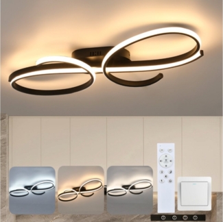 WILGOON Deckenleuchte 80W LED-Deckenleuchte aus Metall, Modern Dimmbar Schmetterlingforming, 3 Farben, LED fest integriert, Warmweiß, Naturweiß, Kaltweiß, Deckenbeleuchtung Groß mit Fernbedienung für Esszimmer Büro Küche