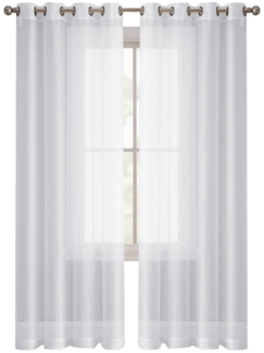 OKWISH Vorhang 2er Set halbtransparente Ösenvorhänge Voile Gardinen (2 St), Ösen, halbtransparent, Polyester, 137x137 CM mit 4 cm Metallösen, maschinenwaschbar, ohne Haken