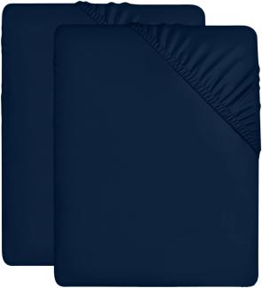 Utopia Bedding - 2er Set Spannbettlaken 160x200 cm - Marineblau - Gebürstete Mikrofaser Spannbetttuch - 35 cm Tiefe Tasche