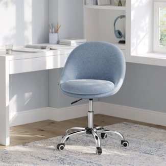 Songmics Schreibtischstuhl, höhenverstellbar, Baumwoll-Leinen-Mischgewebe blau, 60x60 x (80-90) cm