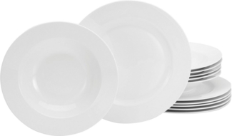 CreaTable Tafelservice Fleur Roya (12-tlg), 6 Personen, Porzellan, extrem dünn, leicht, lichtdurchlässig