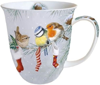 Ambiente Luxury Paper Products Becher Porzellan Tasse, Tiere-Pflanzen, Herbst-Winter- Frühling -Sommer Mug, 1-tlg, Porzellan Kollektion Winter Socken / Christmas Socks, Tee/Kaffee - ideal als Geschenk geeignet