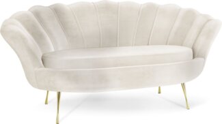 WFL GROUP Sofa Muschel, Samt 2-Sitzer Couch mit Golden oder Silber Metallbeinen