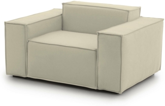 Dmora Leonia-Sessel, Wohnzimmersessel, 100 % Made in Italy, Relaxsessel aus gepolstertem Stoff, 140 x 95 x 70 cm, Beige